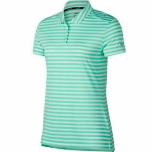 NWT NIKE Golf Dry Polo Shirt Green Striped Short Sleeve Shirt Top 884867-342 - Picture 2 of 5